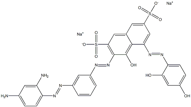 3-[[3-[(2,4-Diaminophenyl)azo]phenyl]azo]-4-hydroxy-5-[(2,4-dihydroxyphenyl)azo]naphthalene-2,7-disulfonic acid disodium salt Struktur