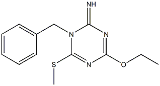 1-Benzyl-4-ethoxy-6-(methylthio)-1,3,5-triazin-2(1H)-imine Struktur