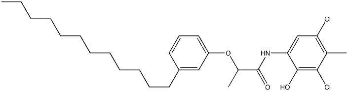 2-[2-(3-Dodecylphenoxy)propanoylamino]-4,6-dichloro-5-methylphenol Struktur