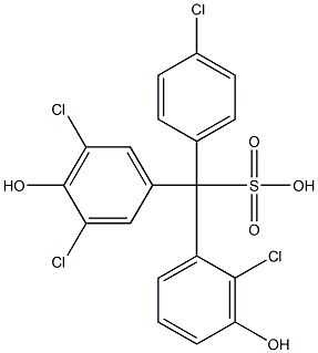 (4-Chlorophenyl)(2-chloro-3-hydroxyphenyl)(3,5-dichloro-4-hydroxyphenyl)methanesulfonic acid Struktur