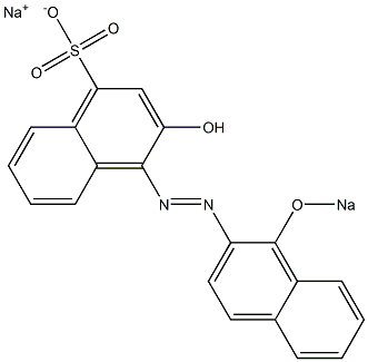 2-Hydroxy-1'-sodiooxy-(1,2'-azobisnaphthalene)-4-sulfonic acid sodium salt Struktur