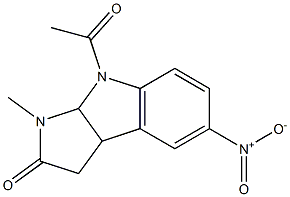 3,3a,8,8a-Tetrahydro-1-methyl-8-acetyl-5-nitropyrrolo[2,3-b]indol-2(1H)-one Struktur