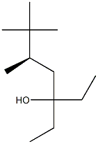 [R,(+)]-3-Ethyl-5,6,6-trimethyl-3-heptanol Struktur