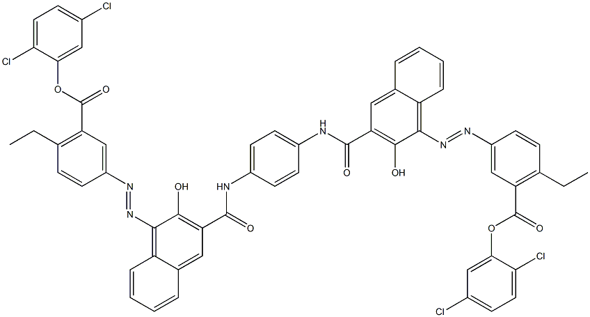 1,4-Bis[1-[[4-ethyl-5-(2,5-dichlorophenoxycarbonyl)phenyl]azo]-2-hydroxy-3-naphthoylamino]benzene Struktur