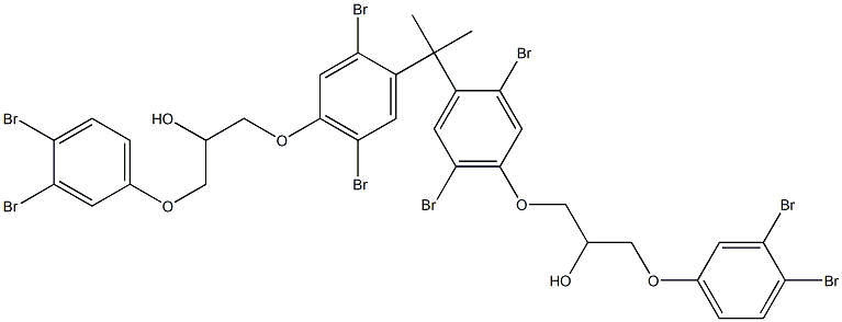 2,2-Bis[2,5-dibromo-4-[2-hydroxy-3-(3,4-dibromophenoxy)propyloxy]phenyl]propane Struktur