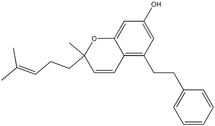 7-Hydroxy-2-methyl-2-(4-methyl-3-penten-1-yl)-5-(2-phenylethyl)-2H-1-benzopyran Struktur