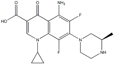 5-Amino-1-cyclopropyl-6,8-difluoro-1,4-dihydro-7-[(3R)-3-methyl-1-piperazinyl]-4-oxoquinoline-3-carboxylic acid Struktur