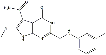 2-[(m-Methylphenylamino)methyl]-6-(methylthio)-4-oxo-3,4-dihydro-7H-pyrrolo[2,3-d]pyrimidine-5-carboxamide Struktur