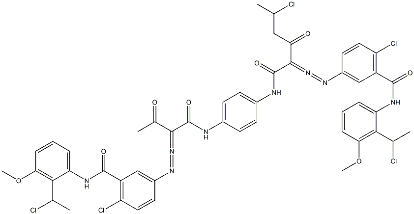 3,3'-[2-(1-Chloroethyl)-1,4-phenylenebis[iminocarbonyl(acetylmethylene)azo]]bis[N-[2-(1-chloroethyl)-3-methoxyphenyl]-6-chlorobenzamide] Struktur