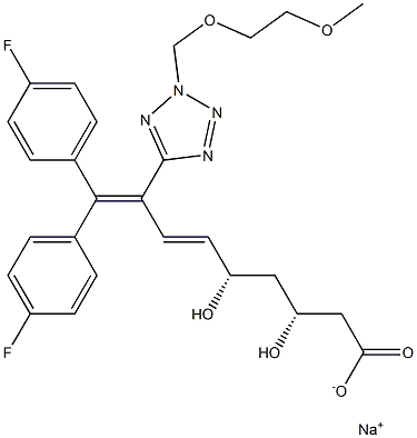 (3R,5S,6E)-9,9-Bis(4-fluorophenyl)-3,5-dihydroxy-8-[2-[(2-methoxyethoxy)methyl]-2H-tetrazol-5-yl]-6,8-nonadienoic acid sodium salt Struktur