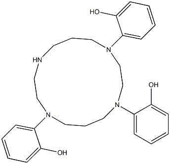 1,4,8-Tris(2-hydroxyphenyl)-1,4,8,11-tetraazacyclotetradecane Struktur