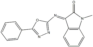 1-Methyl-3-[(5-phenyl-1,3,4-oxadiazol-2-yl)imino]-2-indolinone Struktur