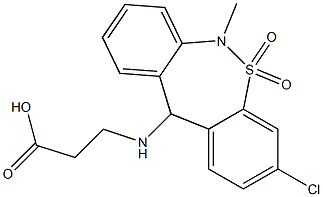 3-Chloro-6,11-dihydro-6-methyl-11-[(2-carboxyethyl)amino]dibenzo[c,f][1,2]thiazepine 5,5-dioxide Struktur