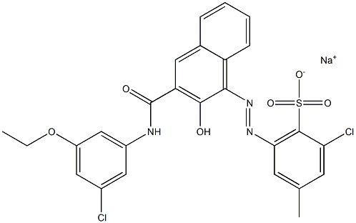 2-Chloro-4-methyl-6-[[3-[[(3-chloro-5-ethoxyphenyl)amino]carbonyl]-2-hydroxy-1-naphtyl]azo]benzenesulfonic acid sodium salt Struktur