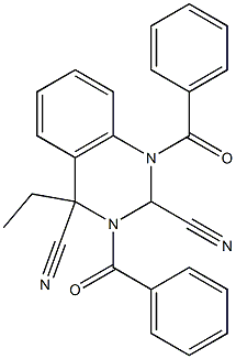 1,3-Dibenzoyl-4-ethyl-1,2,3,4-tetrahydroquinazoline-2,4-dicarbonitrile Struktur