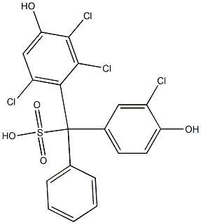 (3-Chloro-4-hydroxyphenyl)(2,3,6-trichloro-4-hydroxyphenyl)phenylmethanesulfonic acid Struktur