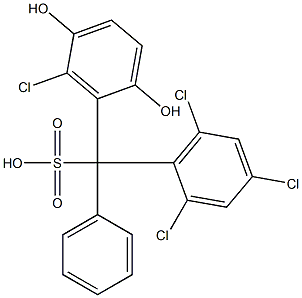 (6-Chloro-2,5-dihydroxyphenyl)(2,4,6-trichlorophenyl)phenylmethanesulfonic acid Struktur