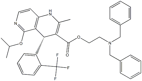 (4R)-1,4-Dihydro-5-isopropyloxy-2-methyl-4-[2-(trifluoromethyl)phenyl]-1,6-naphthyridine-3-carboxylic acid 2-(N,N-dibenzylamino)ethyl ester Struktur