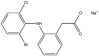 2-(2-Bromo-6-chlorophenylamino)benzeneacetic acid sodium salt Struktur