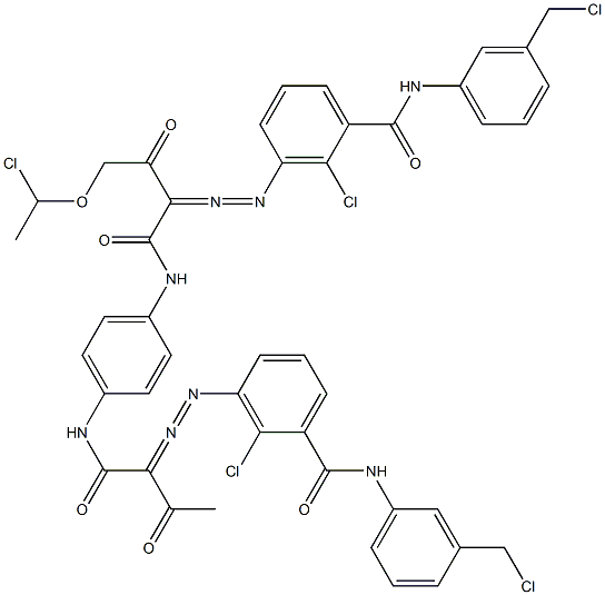 3,3'-[2-[(1-Chloroethyl)oxy]-1,4-phenylenebis[iminocarbonyl(acetylmethylene)azo]]bis[N-[3-(chloromethyl)phenyl]-2-chlorobenzamide] Struktur