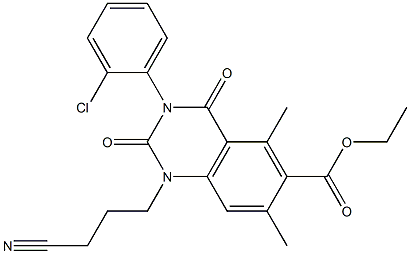 1,2,3,4-Tetrahydro-3-(2-chlorophenyl)-1-(3-cyanopropyl)-5,7-dimethyl-2,4-dioxoquinazoline-6-carboxylic acid ethyl ester Struktur