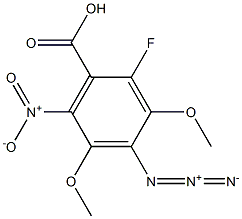 4-Azido-2-fluoro-3,5-dimethoxy-6-nitrobenzoic acid Struktur