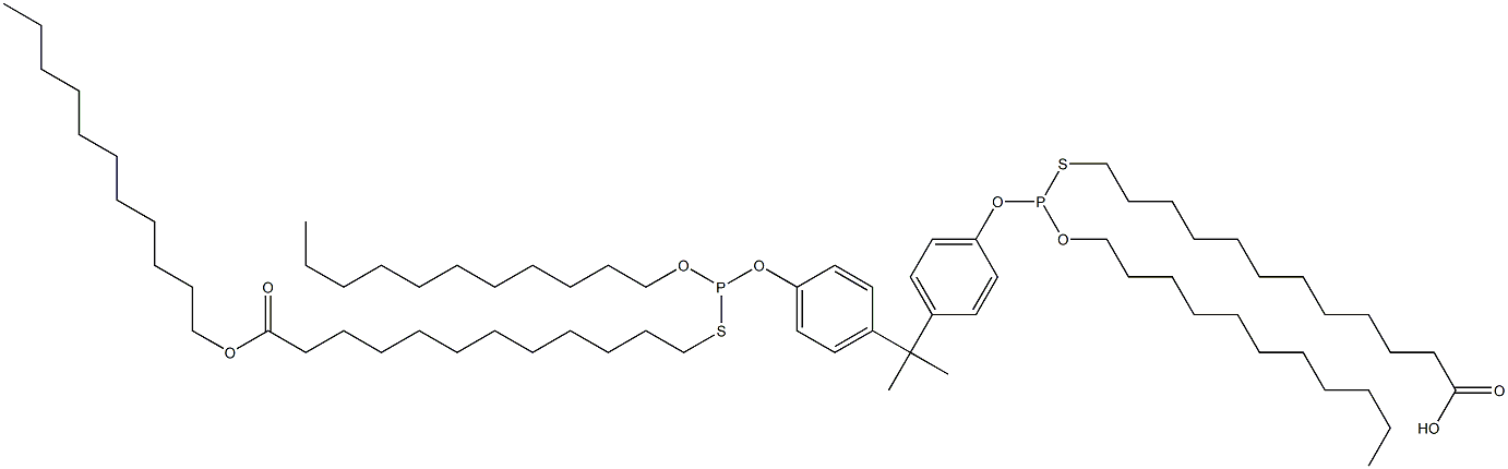 12,12'-[[Isopropylidenebis(4,1-phenyleneoxy)]bis[(undecyloxy)phosphinediylthio]]bis(dodecanoic acid undecyl) ester Struktur