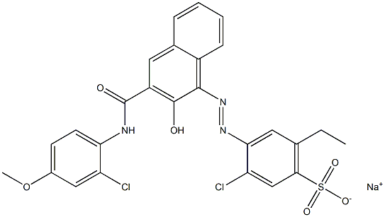 3-Chloro-6-ethyl-4-[[3-[[(2-chloro-4-methoxyphenyl)amino]carbonyl]-2-hydroxy-1-naphtyl]azo]benzenesulfonic acid sodium salt Struktur