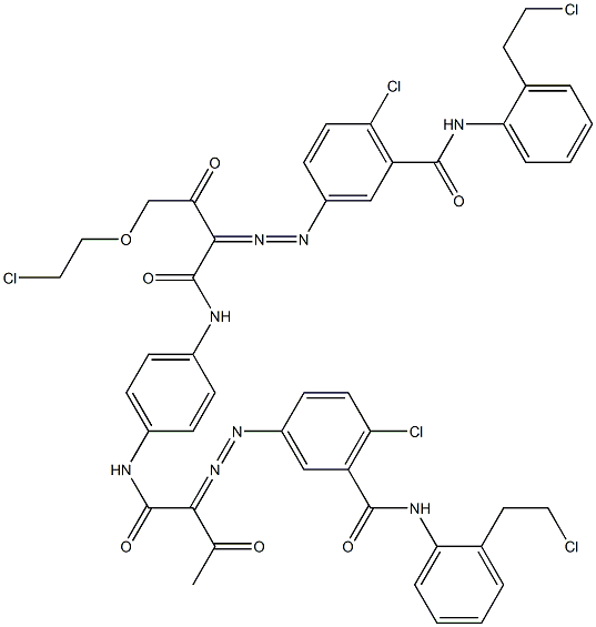 3,3'-[2-[(2-Chloroethyl)oxy]-1,4-phenylenebis[iminocarbonyl(acetylmethylene)azo]]bis[N-[2-(2-chloroethyl)phenyl]-6-chlorobenzamide] Struktur