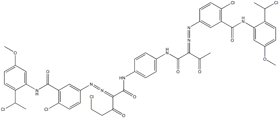 3,3'-[2-(Chloromethyl)-1,4-phenylenebis[iminocarbonyl(acetylmethylene)azo]]bis[N-[2-(1-chloroethyl)-5-methoxyphenyl]-6-chlorobenzamide] Struktur