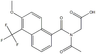 [N-Acetyl-N-[oxo[5-(trifluoromethyl)-6-methoxy-1-naphtyl]methyl]amino]acetic acid Struktur