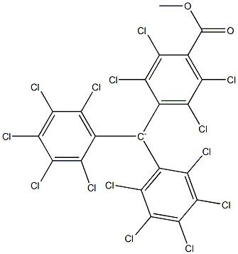 Bis(pentachlorophenyl)(4-(methoxycarbonyl)-2,3,5,6-tetrachlorophenyl)methanide Struktur