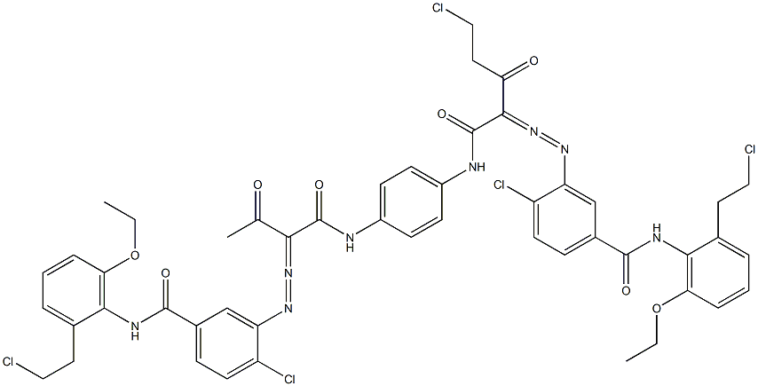 3,3'-[2-(Chloromethyl)-1,4-phenylenebis[iminocarbonyl(acetylmethylene)azo]]bis[N-[2-(2-chloroethyl)-6-ethoxyphenyl]-4-chlorobenzamide] Struktur