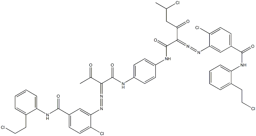 3,3'-[2-(1-Chloroethyl)-1,4-phenylenebis[iminocarbonyl(acetylmethylene)azo]]bis[N-[2-(2-chloroethyl)phenyl]-4-chlorobenzamide] Struktur