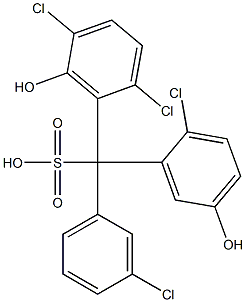 (3-Chlorophenyl)(2-chloro-5-hydroxyphenyl)(2,5-dichloro-6-hydroxyphenyl)methanesulfonic acid Struktur