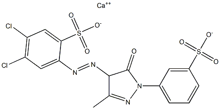 4,5-Dichloro-2-[4,5-dihydro-3-methyl-5-oxo-1-(3-sulfophenyl)-1H-pyrazol-4-ylazo]benzenesulfonic acid calcium salt Struktur