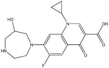 6-Fluoro-1-cyclopropyl-7-(6-hydroxy-1,4-diazacycloheptan-1-yl)-1,4-dihydro-4-oxoquinoline-3-carboxylic acid Struktur