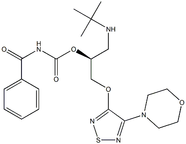 (S)-1-[(1,1-Dimethylethyl)amino]-3-[[4-(morpholin-4-yl)-1,2,5-thiadiazol-3-yl]oxy]-2-propanol benzoylcarbamate Struktur