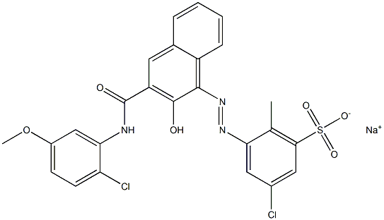 3-Chloro-6-methyl-5-[[3-[[(2-chloro-5-methoxyphenyl)amino]carbonyl]-2-hydroxy-1-naphtyl]azo]benzenesulfonic acid sodium salt Struktur