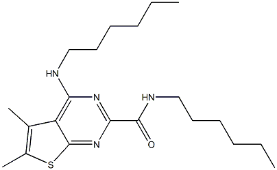 5,6-Dimethyl-4-(hexylamino)-N-hexylthieno[2,3-d]pyrimidine-2-carboxamide Struktur