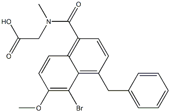 [N-[[4-Benzyl-5-bromo-6-methoxy-1-naphthalenyl]carbonyl]-N-methylamino]acetic acid Struktur