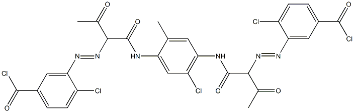 5-Chloro-1,4-bis[2-(2-chloro-5-chloroformylphenylazo)-1,3-dioxobutylamino]-2-methylbenzene Struktur