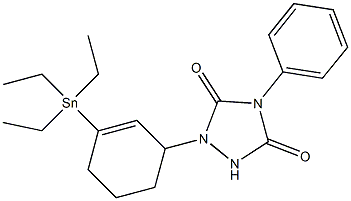 4-Phenyl-2-[1-(triethylstannyl)-1-cyclohexen-3-yl]-1,2,4-triazolidine-3,5-dione Struktur