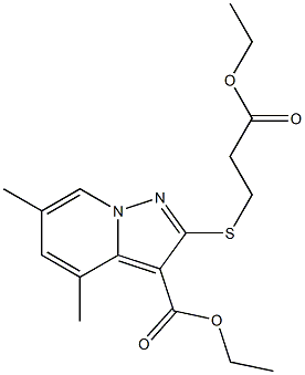 2-[[2-(Ethoxycarbonyl)ethyl]thio]-4,6-dimethylpyrazolo[1,5-a]pyridine-3-carboxylic acid ethyl ester Struktur