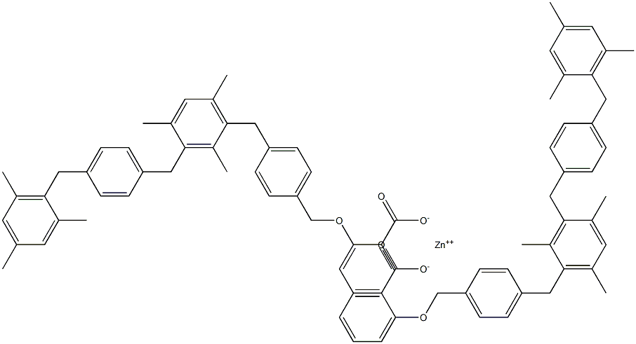 Bis[[4-[3-[4-(mesitylmethyl)benzyl]-2,4,6-trimethylbenzyl]benzyl]salicylic acid] zinc salt Struktur