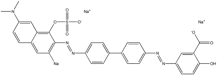 2-Hydroxy-5-[[4'-[(1-hydroxy-7-dimethylamino-3-sodiosulfo-2-naphthalenyl)azo]-1,1'-biphenyl-4-yl]azo]benzoic acid sodium salt Struktur