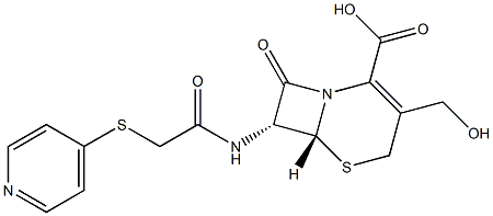 (6R,7R)-3-(Hydroxymethyl)-8-oxo-7-[2-(4-pyridylthio)acetylamino]-5-thia-1-azabicyclo[4.2.0]octa-2-ene-2-carboxylic acid Struktur