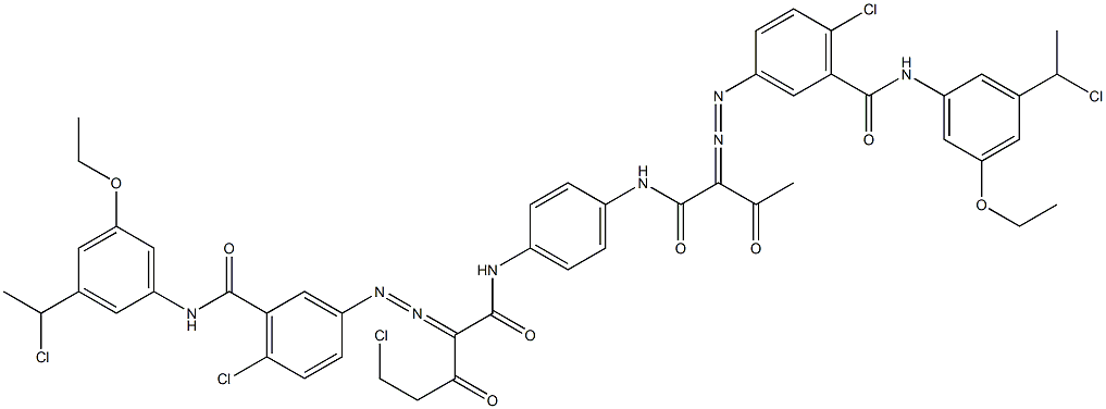 3,3'-[2-(Chloromethyl)-1,4-phenylenebis[iminocarbonyl(acetylmethylene)azo]]bis[N-[3-(1-chloroethyl)-5-ethoxyphenyl]-6-chlorobenzamide] Struktur