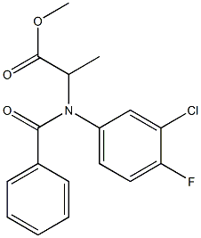 2-[N-(3-Chloro-4-fluorophenyl)benzoylamino]propionic acid methyl ester Struktur