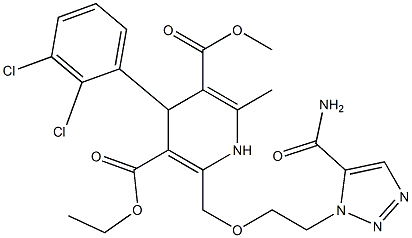 4-(2,3-Dichlorophenyl)-1,4-dihydro-2-[2-(5-carbamoyl-1H-1,2,3-triazol-1-yl)ethoxymethyl]-6-methylpyridine-3,5-dicarboxylic acid 3-ethyl 5-methyl ester Struktur